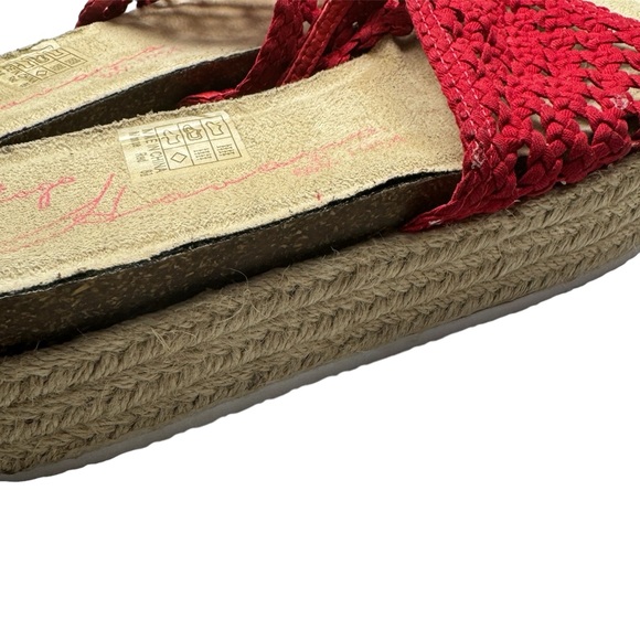 Vintage Havana Red Rope Bottom Crochet Style Espadrille Platform Sandal Size 8.5 - Picture 6 of 8